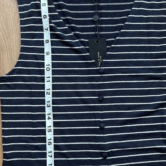 Rag & Bone Striped Knit Button Front Tank Top NWT Navy White L - Picture 10 of 10
